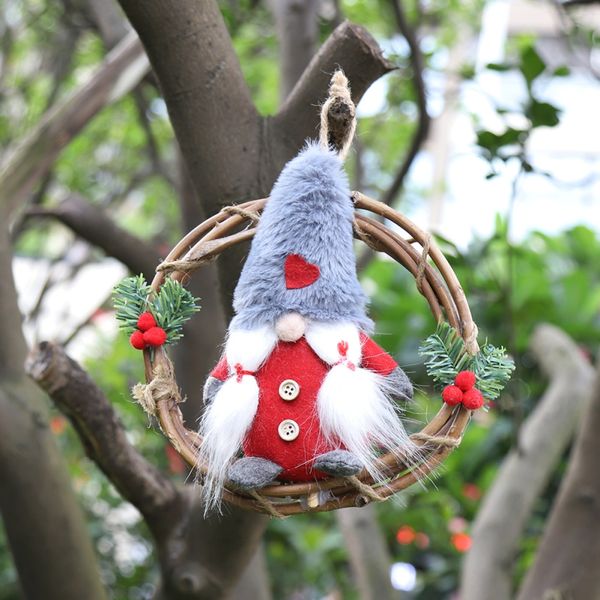 

plush gnome rattan wreath christmas garlands with swedish santa tomte front door wreaths for home wall decor dropshipping