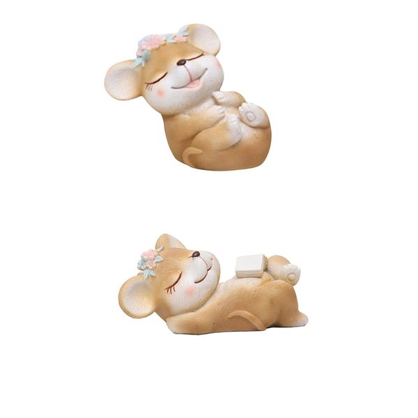 

2pcs resin mini mouce figurines tablesculpture home collectible ornament