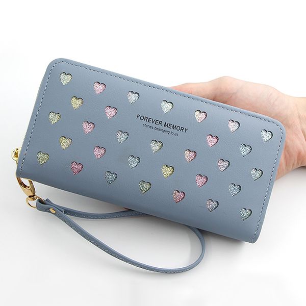 

fashion woman hollow heart wallet simple coin purse long wallets pu leather female tassel purses card holder clutch wallets, Red;black