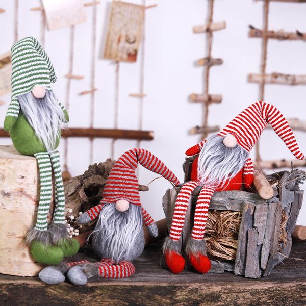 

christmas gifts holiday decoration present handmade striped plush doll tablesanta figurines ornaments