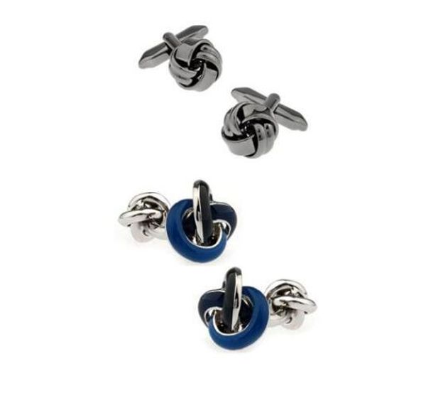 

10pairs/lot special double ends twist knot cufflinks gunblack twist flower cuff links copper plating cufflinks men's jewelry, Silver;golden