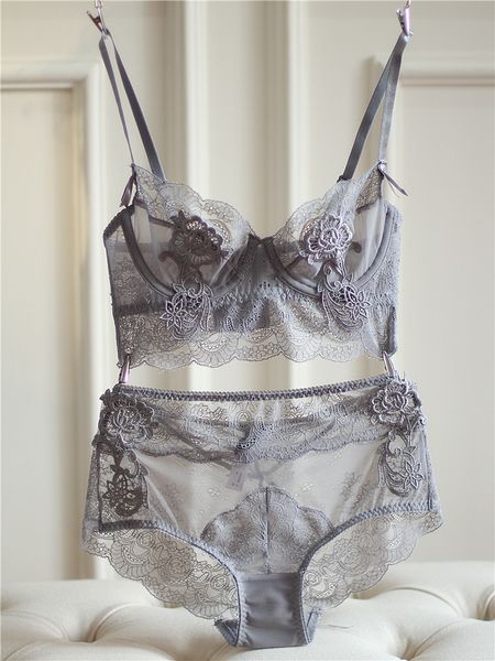 

новый цветок комплекта бюстгальтер сексуальное дышащей женщина белье набор большого размером кружево с стальным кольцом толчком вверх компле, Red;black