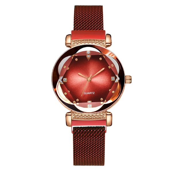 

fashion women watches quartz watch flower shape diamond gradient dial mesh belt female clock montre femme, Slivery;brown