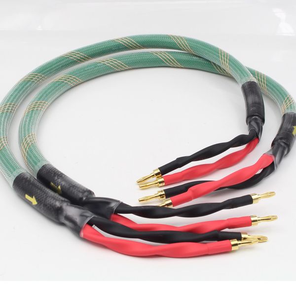 

a pair hifi 4 core 4n ofc silver plated speaker cable speaker wire pure copper plug