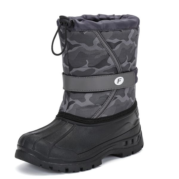 

ulknn christmas winter boots kids shoes girls boots warm fur ankle children platform boys flat shoes bottines fille, Black;grey