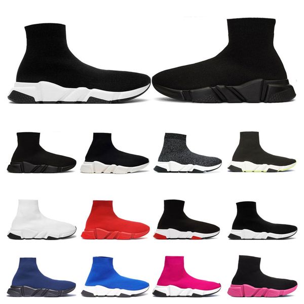 

2020 designer shoes platform socks speed trainer triple red bule white flat fashion mens womens sports sneakers fashion size 36-45, Black