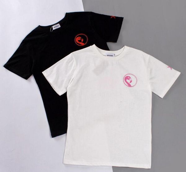 

designer new spring and autumn con verses fashion classic minimalist behind flamingo print short-sleeved men and women casual short-sleeved, White;black