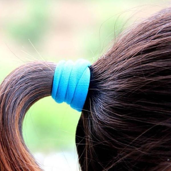 

100pcs / bag seamless stretch towel ring hair band tire type, Slivery;white