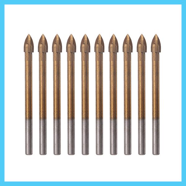

10x titanium ceramic tile glass drill bit tungsten carbide cross spear head 6mm