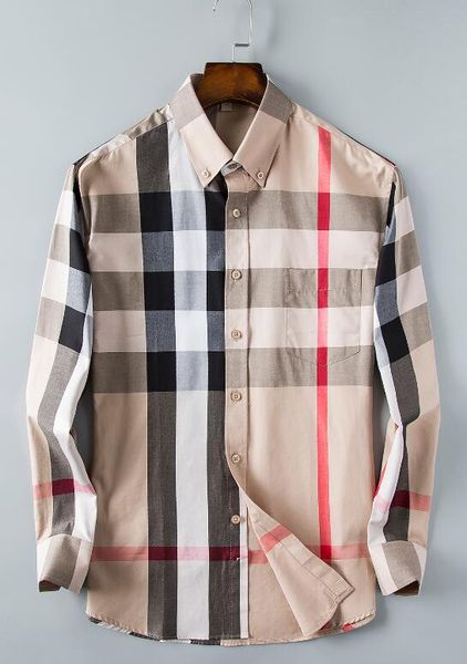 

2018 american business brand self-cultivation plaid shirt, fashion designer brand long-sleeved cotton casual shirt striped co-dress shirt-1, White;black