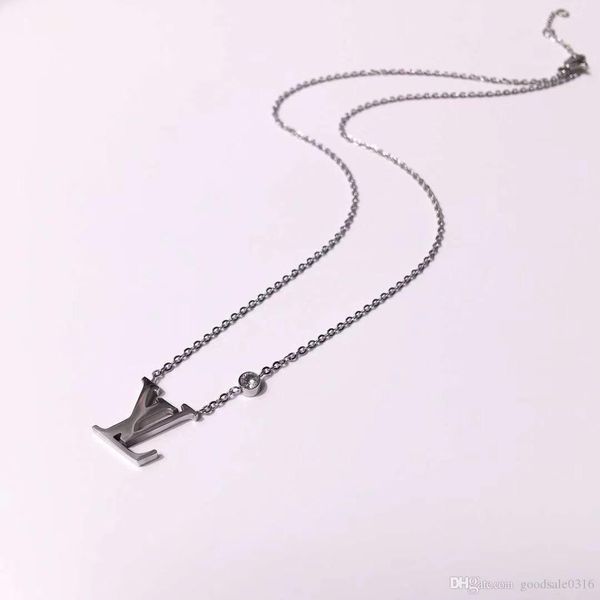 

new brand name jewelry 316l titanium steel 18k silver plated necklace short chain silver necklace pendant for couple fashion gift