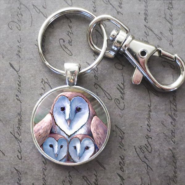 

art painting owl key ring key chain bird p key buckle pendant birthday festival anniversary gift jewelry accessories, Slivery;golden