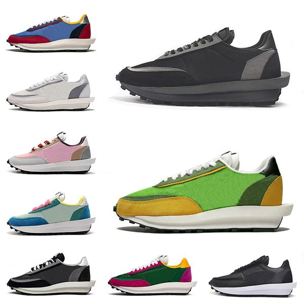 

wholesale luxury designer for men sacai x ldv waffle trainer sport running shoes fashion women breathable sneakers chaussures tripe s black, White;red