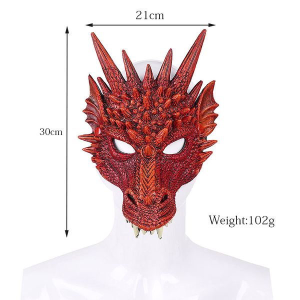 

boy girl new year decoration carnival party animal costume dragon dinosaur cosplay masquerade face mask and wings anime, Black;red