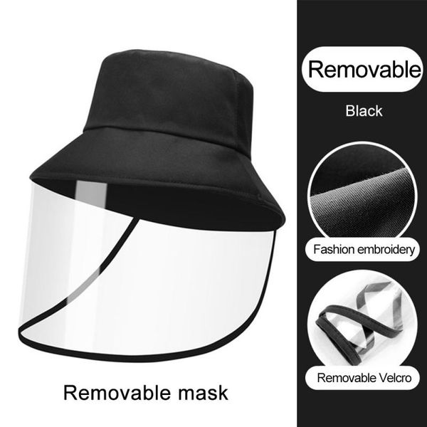 

portable fashion solid color anti-spray eye protection fisherman hat outdoor basin hat removable travel mountain climbing, Black