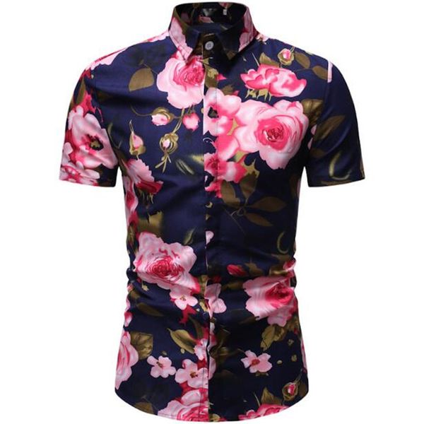 

summer is man vogue is recreational short sleeve flower shirt, White;black