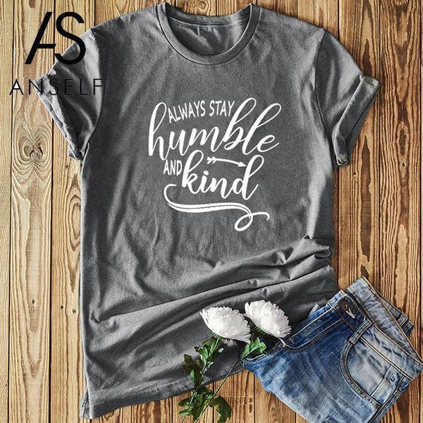 

3xl 4xl 5xl plus size t-shirt women tshirt with print always stay humble and kind print cotton tunics short sleeve casual, White
