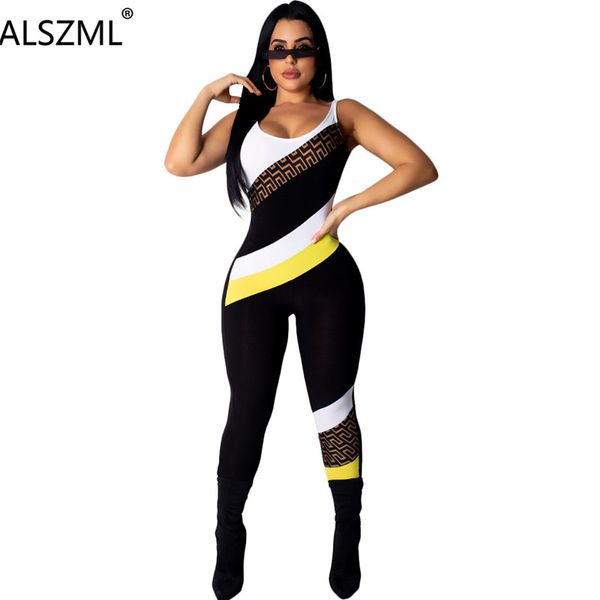 

европейский стиль сексуальный принт комбинезон женщины комбинезон без рукавов тощий сексуальное тело femme lady summer club body femme, Black;white