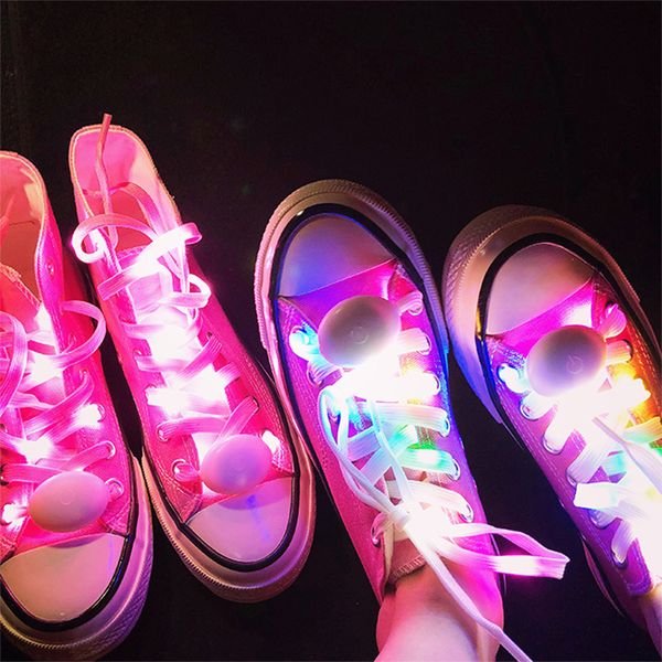 

led light woman shoes laces glow party strings bar flash sport shoelaces luminous no tie lazy night club street dance props, Black