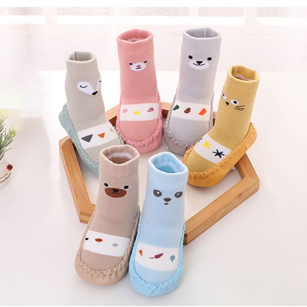 

baby floor socks boys girls casual fashion children cute cartoon socks with rubber sole kids non-slip cotton socks2, Pink;yellow