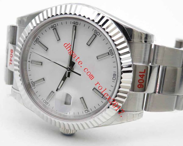 

men's edition gm factory 41mm datejust oyster 904l asia 2836 white dial with thin lume stick markers movement automatic watches, Blue;white