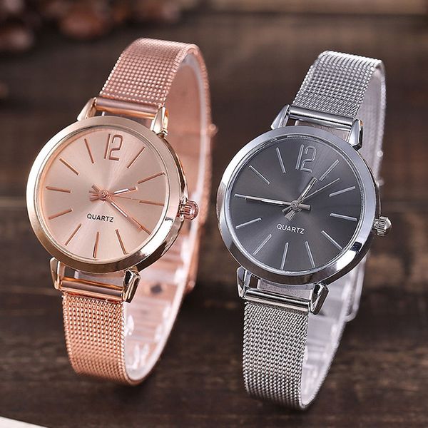 

fashion small watches women watches luxury rose gold stainless steel mesh band quartz zegarek damski, Slivery;brown