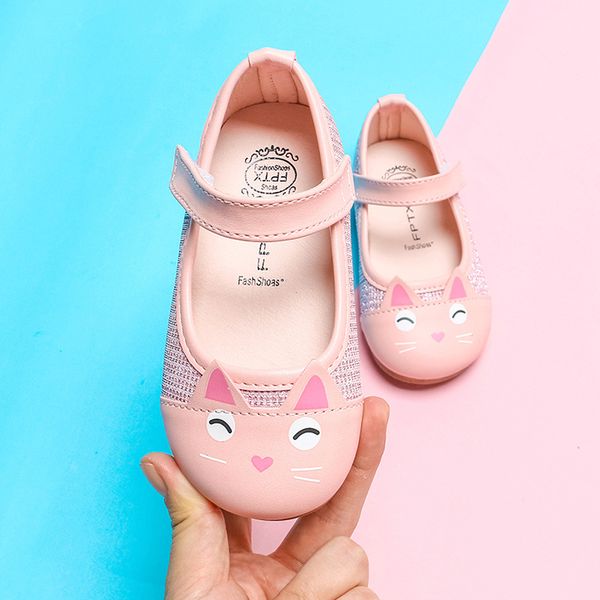 

baby princess shoes kids sweet kitty baby girls school flats shoes fashion soft leather party dressing shoes children dance shoe, Black