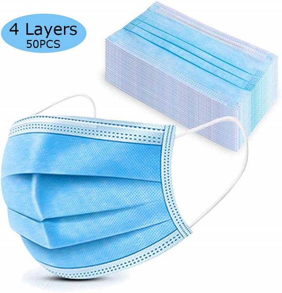 

high grade safety 4 layer disposable face masks no-woven anti dust waterproof mask facial protective cover mouth masks outdoor home cleaning