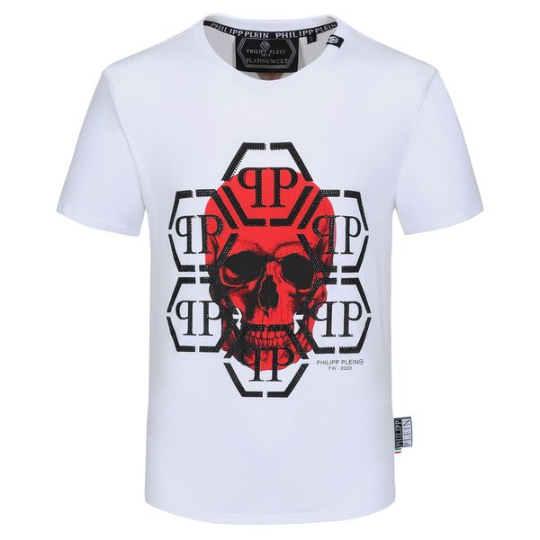 

2020 fashion luxury classic rhinestone embroidery t-shirt skateboard t-shirt men and women clothes cotton casual short-sleeved, White