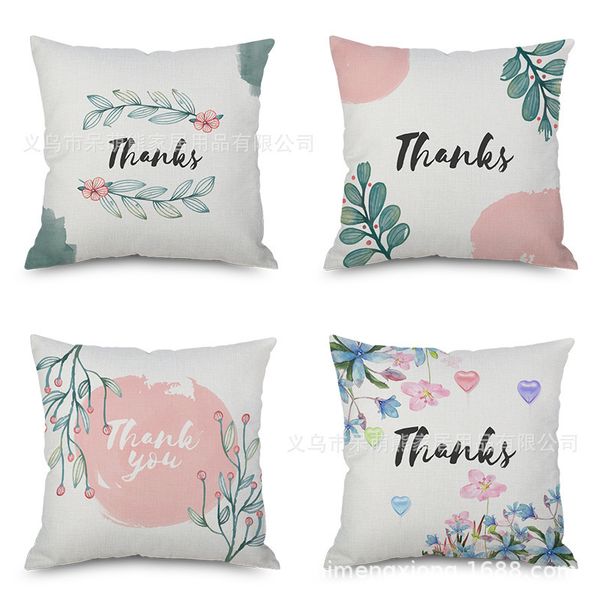 

flax pillow customized back cushion fashion fresh watercolor thanksgiving simple but elegant ink sofa automobile cushion