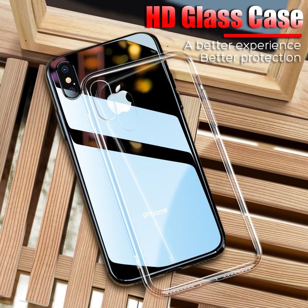 

tempered glass back phone case for iphone 11 pro max xs max xr soft edgetransparent hd glass cover for iphone 7 6 8 plus x case