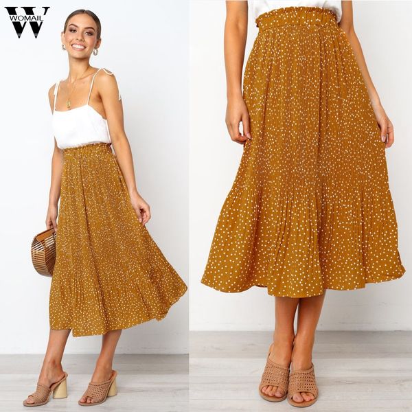 

womail skirt women summer 2019 new fashion casual elastic waist plus size skirt party ankle-length new 2019 dropship m27, Black