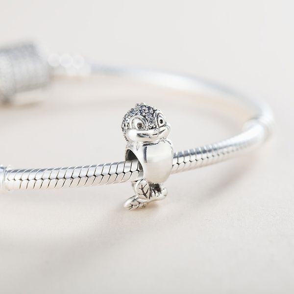 

новый подлинный реальный стерлингового серебра 925 мило птица пандора шарик клип прелести подходят пандора браслет, Black