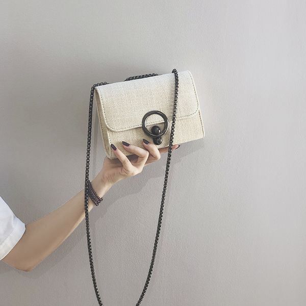 

женская сумка crossbody корейской моды цепи сумка флип холст высокое качество малый квадрат симпатичные малый
