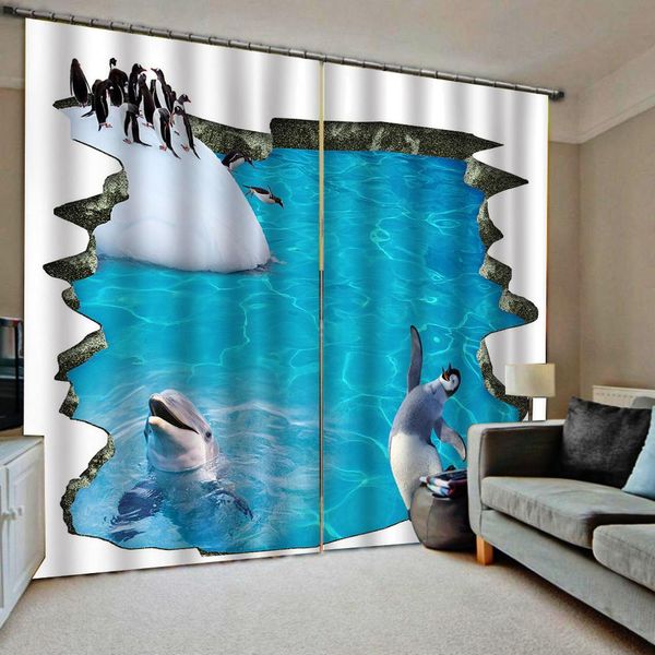 

modern home decoration living room curtains blue curtains ocean underwater dolphin