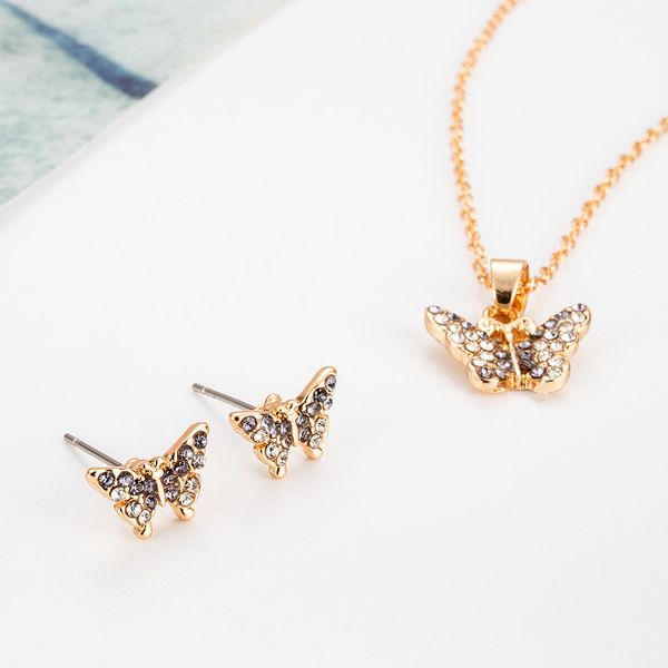 

small fresh pendant love necklace earrings two piece set drop oil necklace #3, Silver