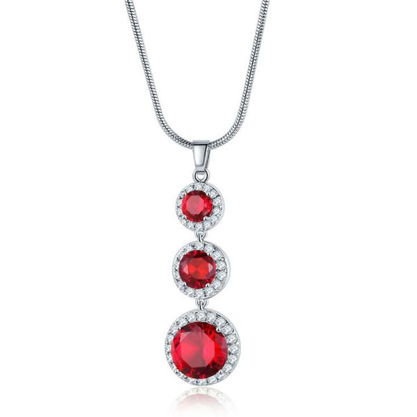 

stylish simple red water drop zircon pendant necklace women fashionable pendant necklace jewelry temperament kolye jewelry gifts, Silver
