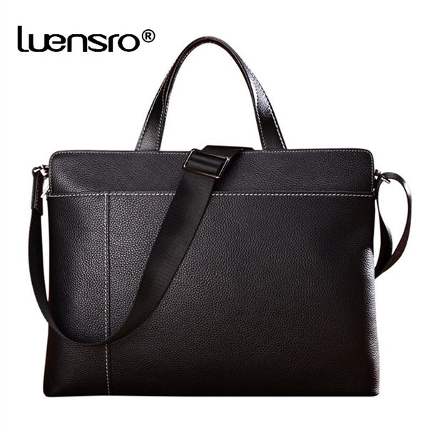

genuine leather man briefcase computer lapshoulder bag leather men's handbag black messenger bags men bag briefcase