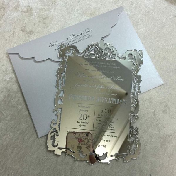

acrylic invitation acrylic menu card/ laser etched/engraved mirror wedding menu, mirror acrylic,acrylic invitation