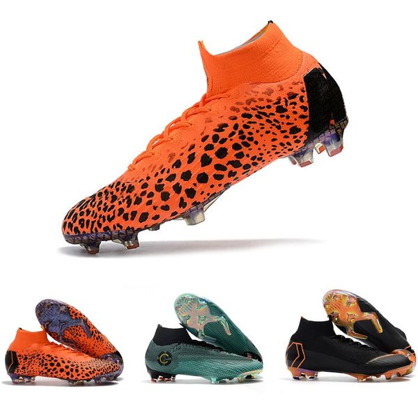 

2018 mens soccer cleats mercurial superfly vi 360 elite ronaldo fg soccer shoes chaussures de football boots high ankle cheap, White;red