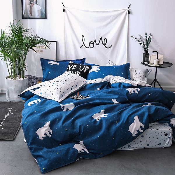 

home textile cartoon polar bear bedding sets children's bedclothes bed linen duvet cover twin  king bed sheet pillowcase