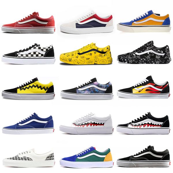 

wholesale retail van old skool fear of god women mens canvas shoes skate sneakers lightning yacht club black white red blue casual shoes