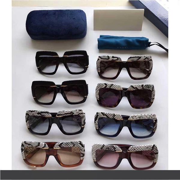 

отправить коробку + тканевая сумка + очки ткань 2020 модные дизайнерские солнцезащитные очки 0484s половина кадра змеиная кожа шаблон женски, White;black