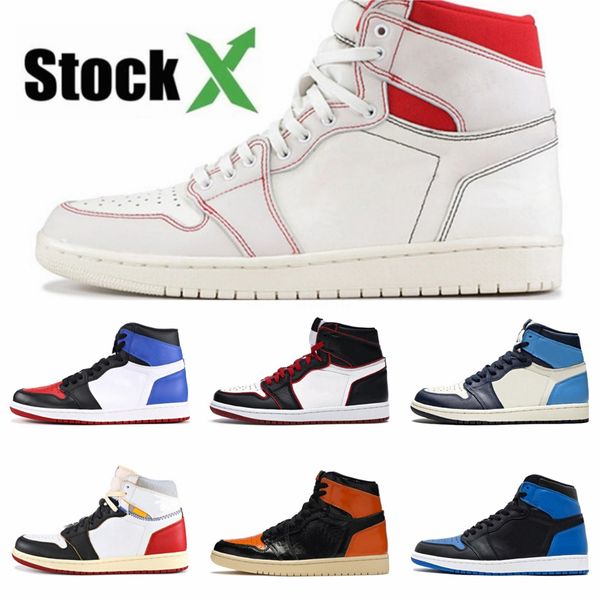 

1s jumpman мужчины баскетбол обувь высокого первого класс полет obsidian unc сатин черный toe бред многоцветные 1 мужских кроссовки конструк