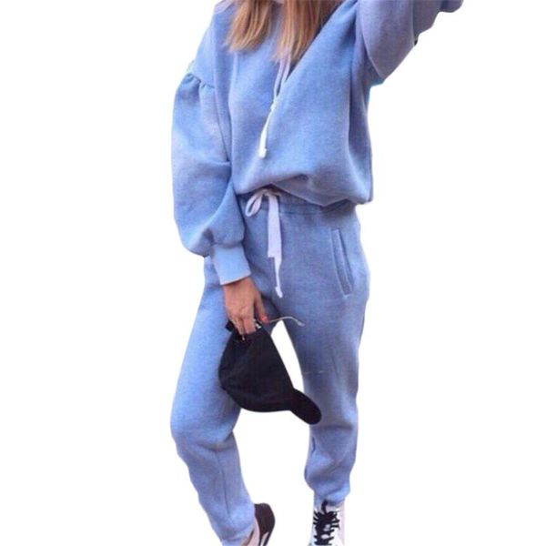 

ladies casual sports hooded open-air sweatshirt set two-piece, Gray