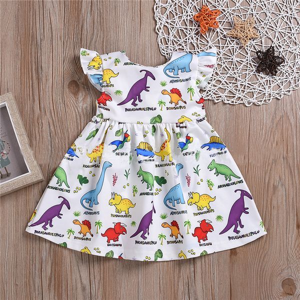 

summer kids clothes baby girls vest dresses little flying sleeve cartoon printed princess skirt kids designer clothes girls jy586, Red;yellow