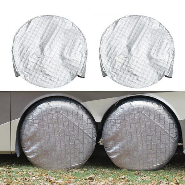 

new 4pcs/set creative car tire cover aluminum foil coated waterproof shade for rv truck trailer camper auto tyre accessories