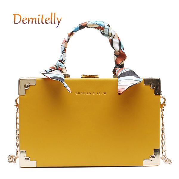 

pu handbags for women silk scarves decoration ladies messenger shoulder box bag party clutch mini chain crossbody bag wallet