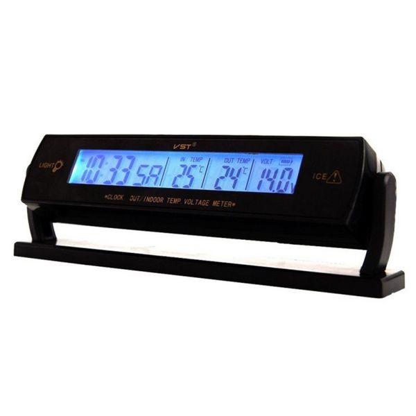 

auto black car clock voltage digital lcd car temperature thermometer alarm clock