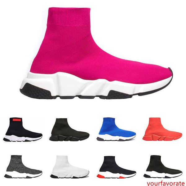

2019 designer socks shoes for women men luxury sneakers speed trainer black pink white blue fashion boots runner flat shoe with heavy sole